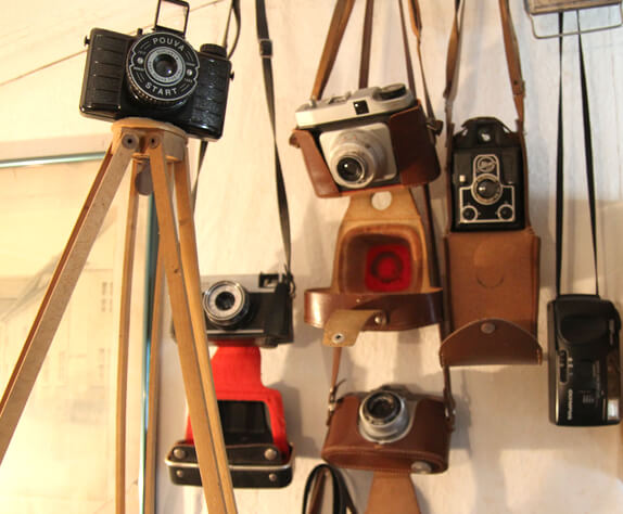 Sammlung alter Kameras