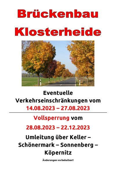 Sperrung Brücke Klosterheide